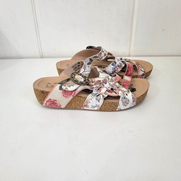 Spring Step L'Artiste Women's Floral Cork Sole Sandals With Adjustable Buckle Si - Picture 6 of 7